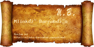 Mlinkó Barnabás névjegykártya